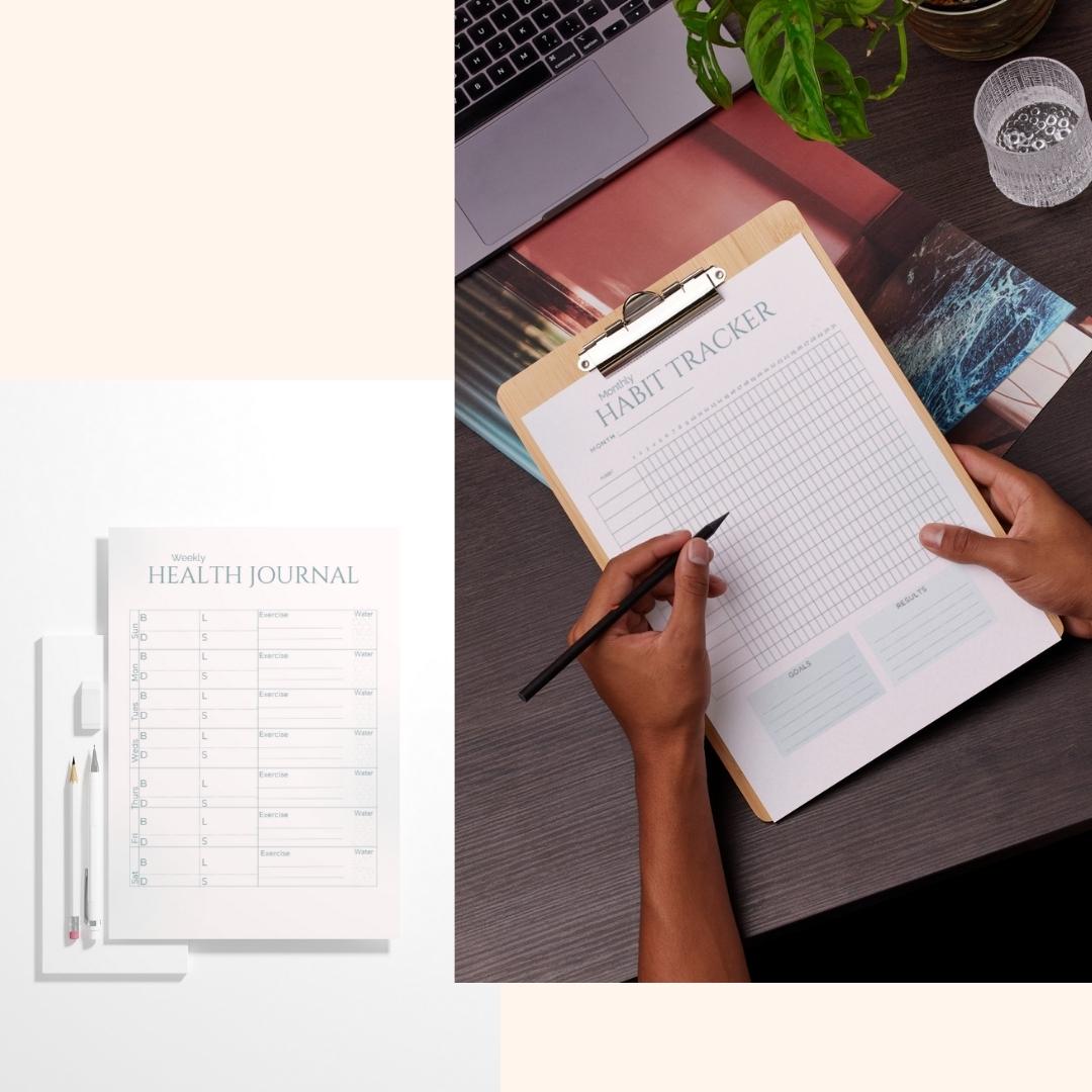 20+ Page Wellness Bundle | Fitness, Health, Meal, Habit Tracker | 8.5x11, A4, A5 Printable & Digital Journal