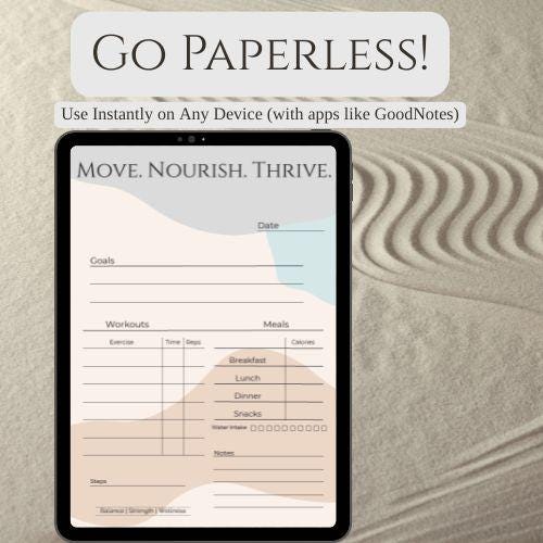 Daily Health Journal | Printable Digital Wellness Planner | 8.5x11 & A4 | Reusable PDF