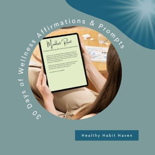 Mindset Reset Journal | 30-Day Wellness Affirmations & Prompts | Mental Health PDF | Printable Self-Care Workbook