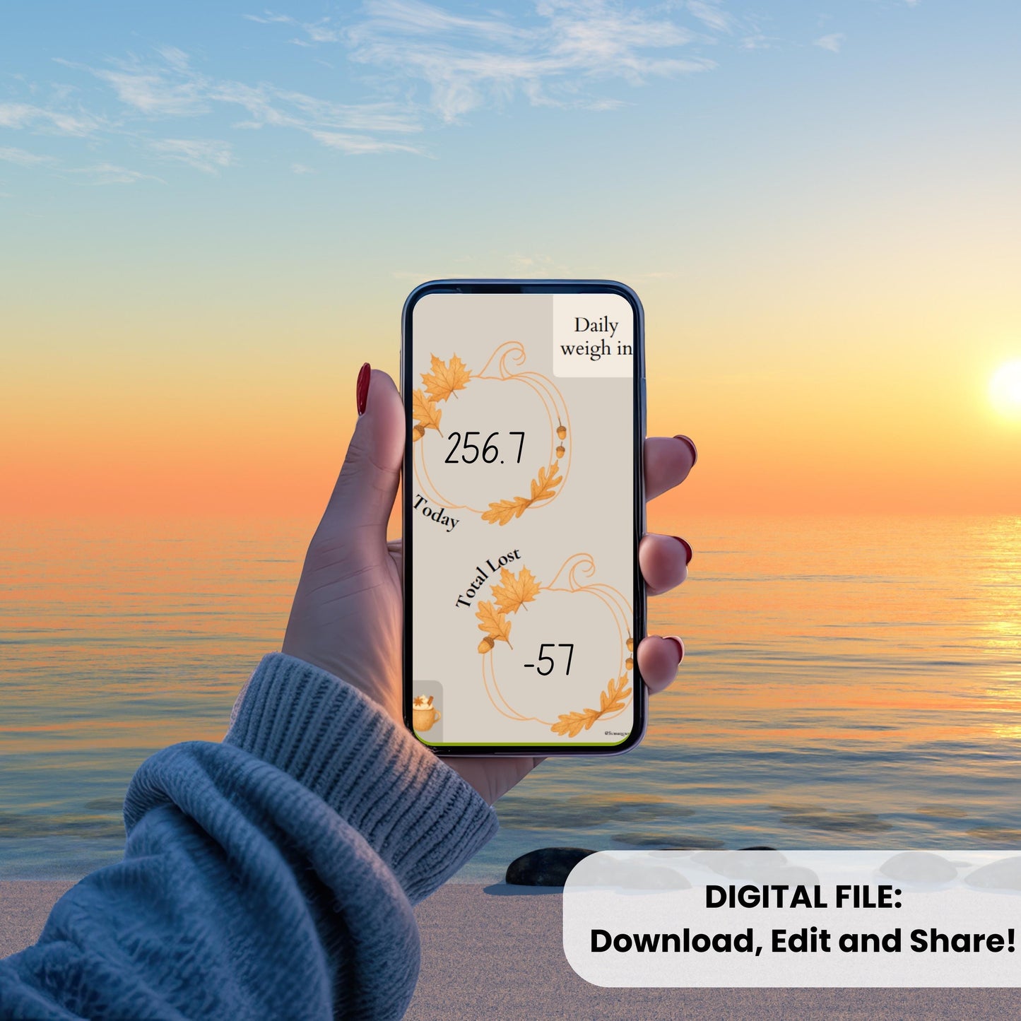 Fall Weight Loss Tracker Templates: Instagram Story & Post (Digital Download)
