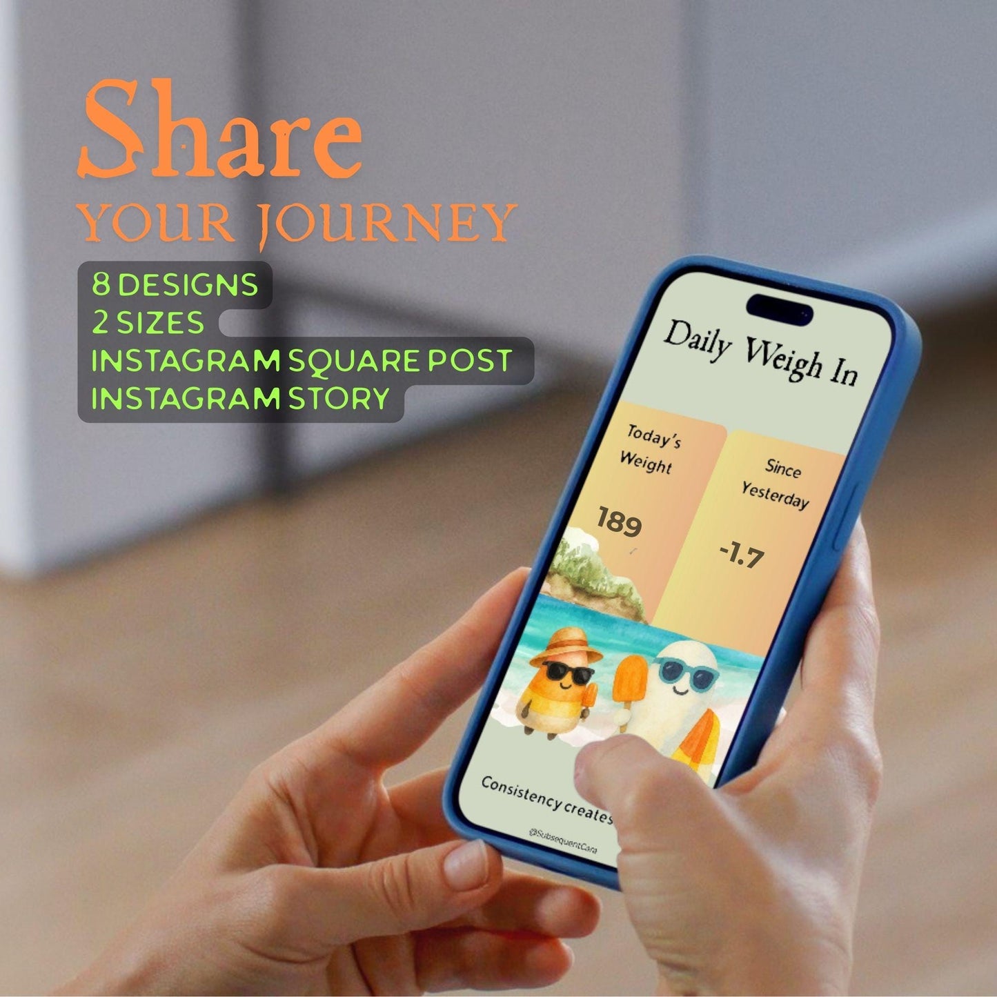 Summerween Instagram Weight Loss Sharing Bundle | Spooky Cute Daily & Weekly Weigh-In Templates | IG Story Post Tracker