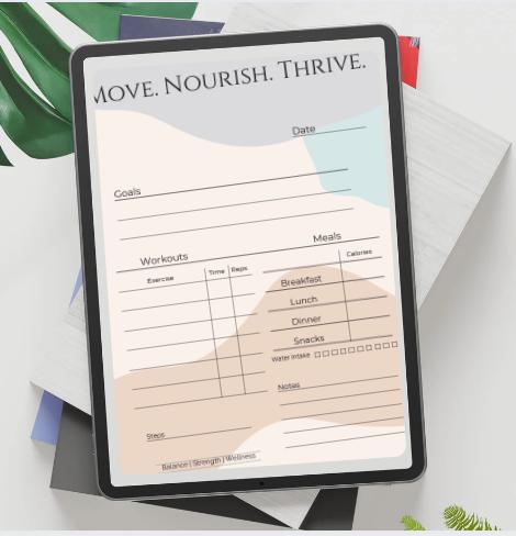 Daily Health Journal | Printable Digital Wellness Planner | 8.5x11 & A4 | Reusable PDF