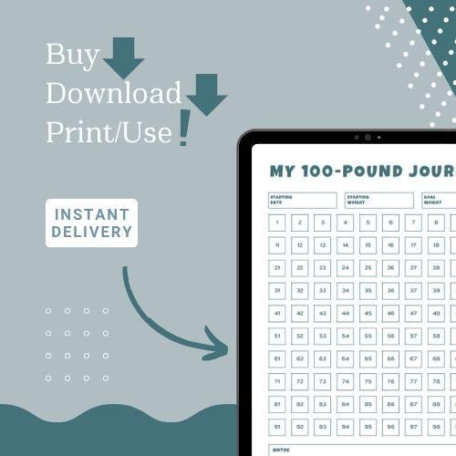 100 Lbs Weight Loss Tracker Printable: Visual Progress Chart (Digital Download)