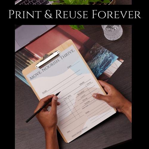 Daily Health Journal | Printable Digital Wellness Planner | 8.5x11 & A4 | Reusable PDF