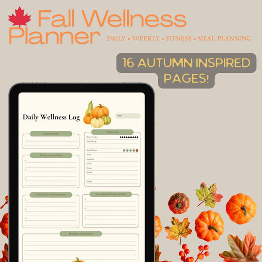 Fall Wellness Planner Printable | Autumn-Inspired Daily, Weekly & Fitness Journal | US Letter, A4, A5 Digital Download