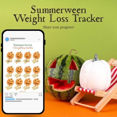 Summerween Weight Loss Trackers | 6-Page Printable Planner Bundle | Cute Halloween Fitness Journal | A4, A5, US Letter, Instagram Square