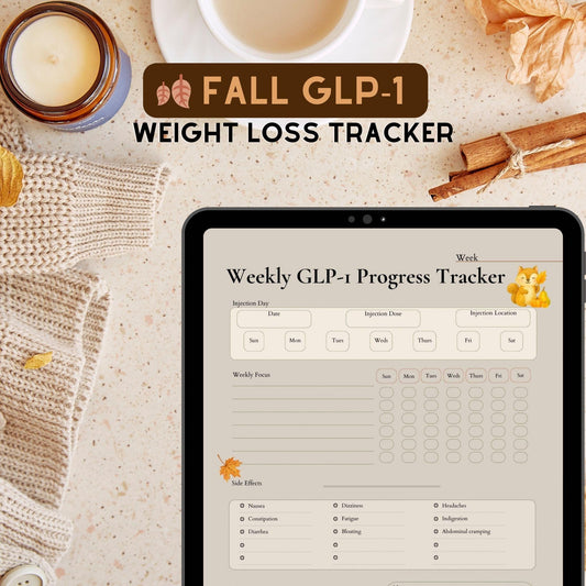 Fall GLP-1 Weight Loss Tracker | Autumn Printable Injection Log & Progress Journal | US Letter, A4, A5 Digital Download