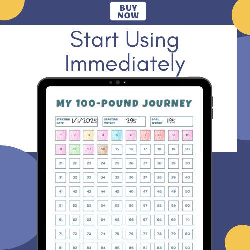 100 Lbs Weight Loss Tracker Printable: Visual Progress Chart (Digital Download)