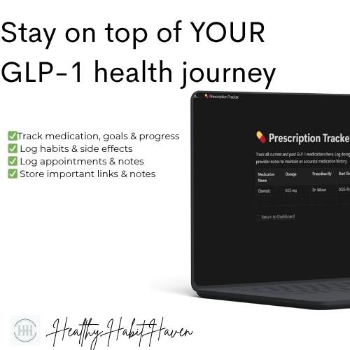 GLP-1 Wellness Dashboard | Notion Template for Weight Loss, Ozempic, Mounjaro, Wegovy, Zepbound, Semaglutide, Tirzepatide