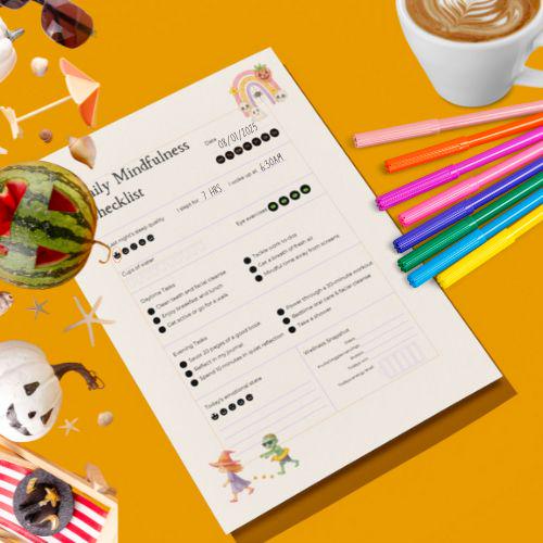 Summerween Mindfulness Checklist: Spooky Season Wellness Planner (PDF Download A5/A4/US Letter Size)