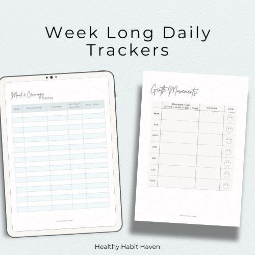 Weekly Reset Tracker Bundle – Minimalist Printable Wellness Trackers for Mood, Mindset, and Habits