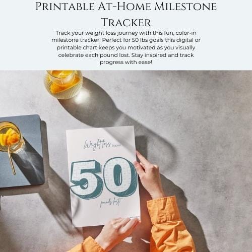 50 lb Weight Loss Tracker | Digital Download | Color-in Milestone Chart | Printable | Digital | Coloring