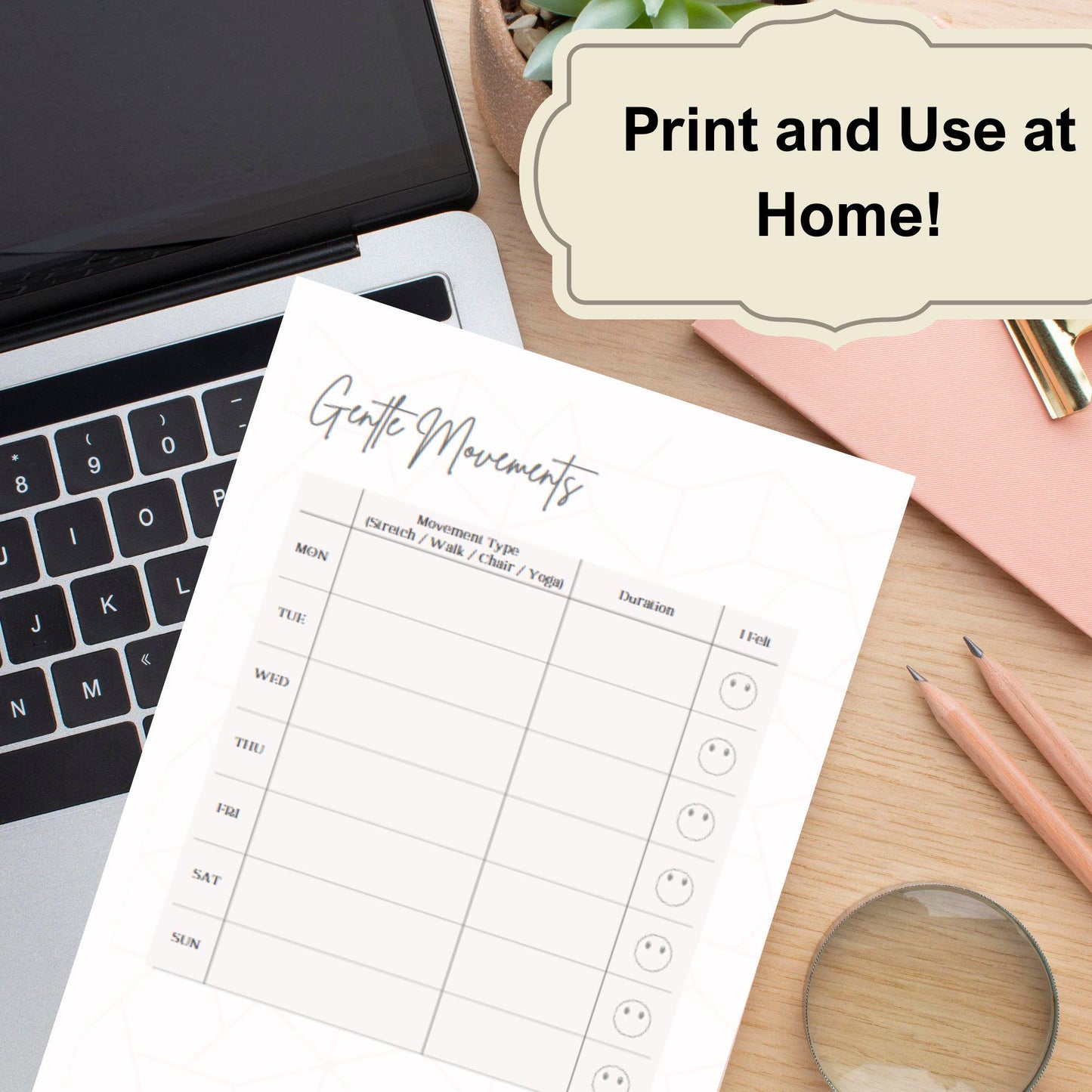 Wellness Tracker Printables – 5-Page Weekly Reset Bundle for Mood, Movement & Self-Care