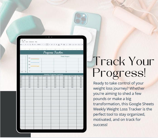 Weekly Weight Loss Tracker | Google Sheets | 52-Week Weight & Measurement Log | Digital Download