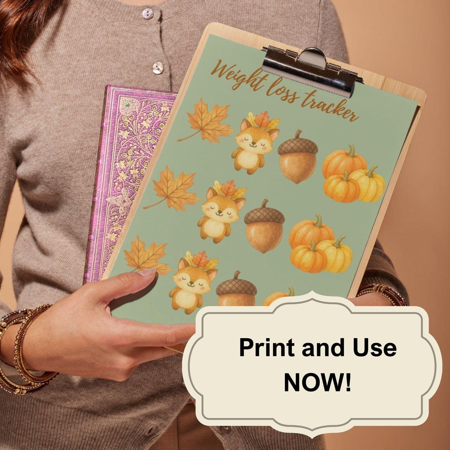 Fall Weight Loss Tracker Printable | Autumn-Inspired Fitness & Wellness Journal | US Letter, A4, A5 Digital Download