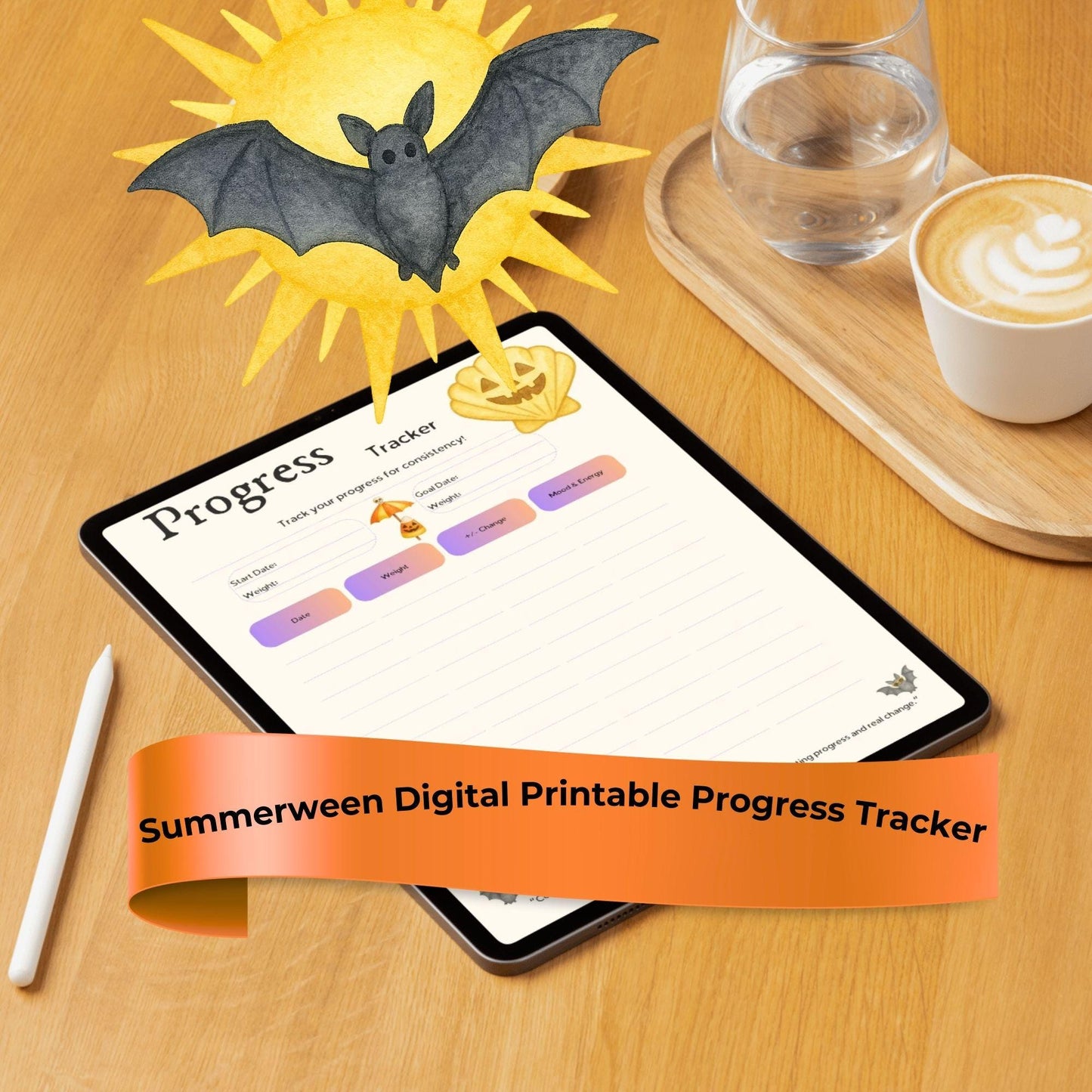 Summerween Weight Loss Tracker Printable | Spooky Cute Progress Log | Goal & Body Measurement Chart | Digital Download