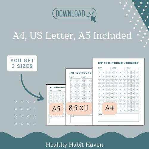 100 Lbs Weight Loss Tracker Printable: Visual Progress Chart (Digital Download)