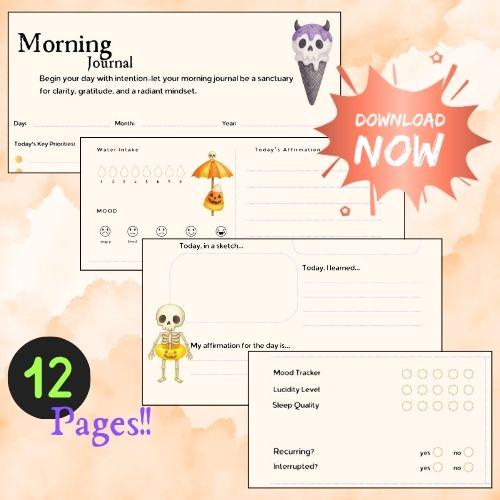 Self-Care Manifestation Journal Bundle | Digital Printable Planner, Gratitude, Dream, Habit Tracker | Summerween, Halloween, Witchy