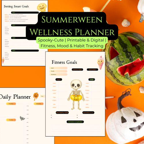 Summerween Wellness Planner: Spooky-Cute Fitness & Health Tracker (Printable PDF)