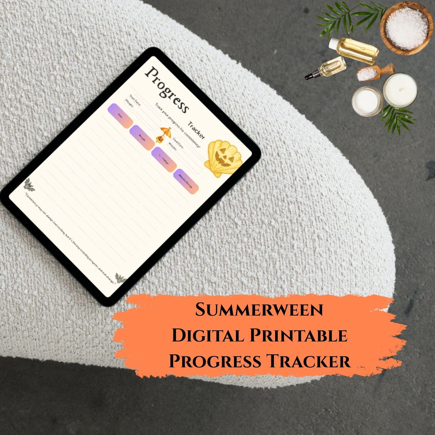Summerween Weight Loss Tracker Printable | Spooky Cute Progress Log | Goal & Body Measurement Chart | Digital Download