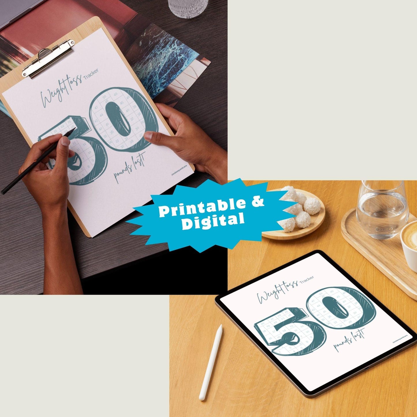 50 lb Weight Loss Tracker | Digital Download | Color-in Milestone Chart | Printable | Digital | Coloring