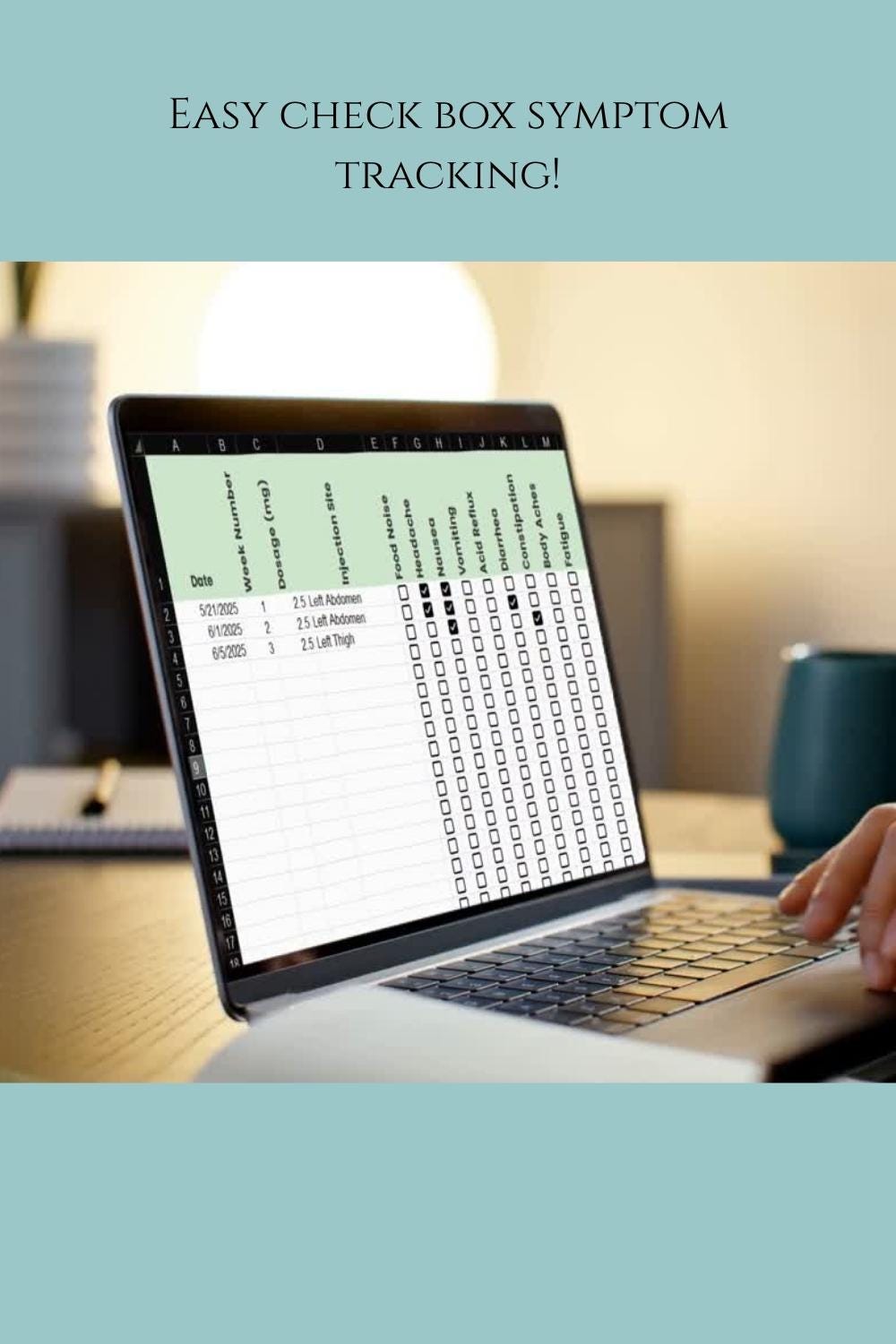 Advanced GLP-1 Tracker for Weight Loss & Meds | Ozempic Mounjaro Side Effect Log | Digital Google Sheets Journal