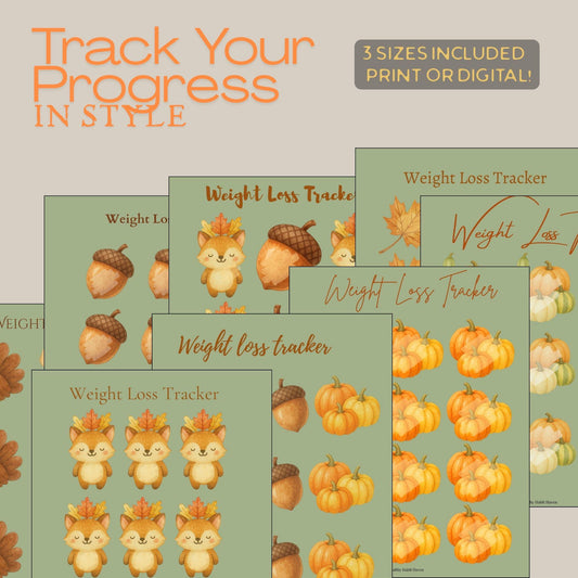 Fall Weight Loss Tracker Printable | Autumn-Inspired Fitness & Wellness Journal | US Letter, A4, A5 Digital Download