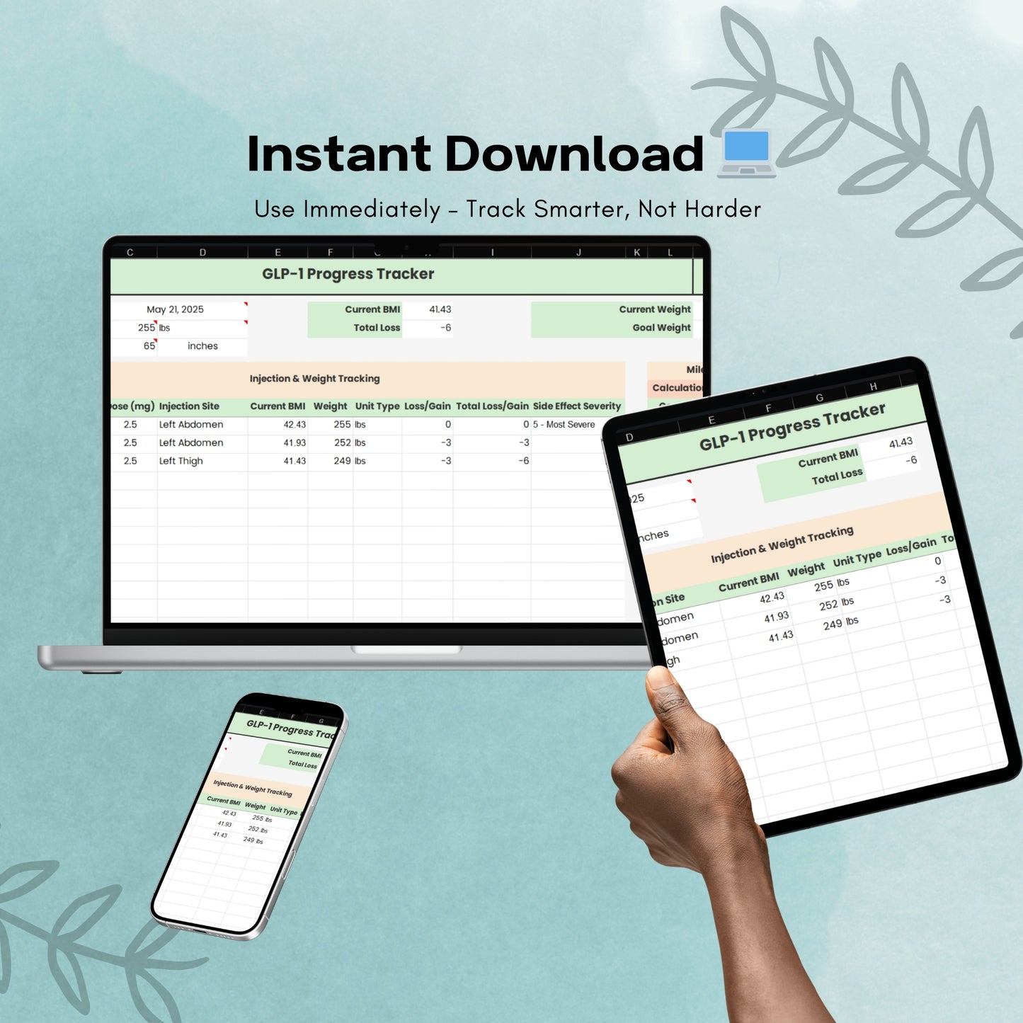 GLP-1 Progress Tracker | Google Sheets | Weight Loss Log | Weightloss | Digital Download