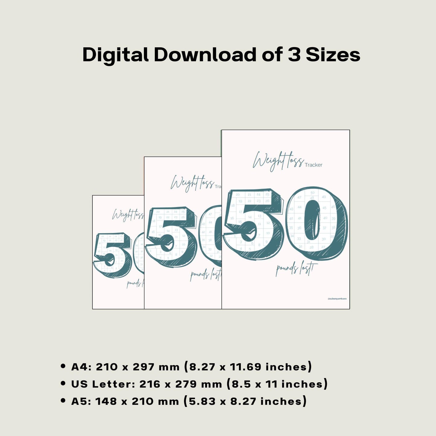 50 lb Weight Loss Tracker | Digital Download | Color-in Milestone Chart | Printable | Digital | Coloring
