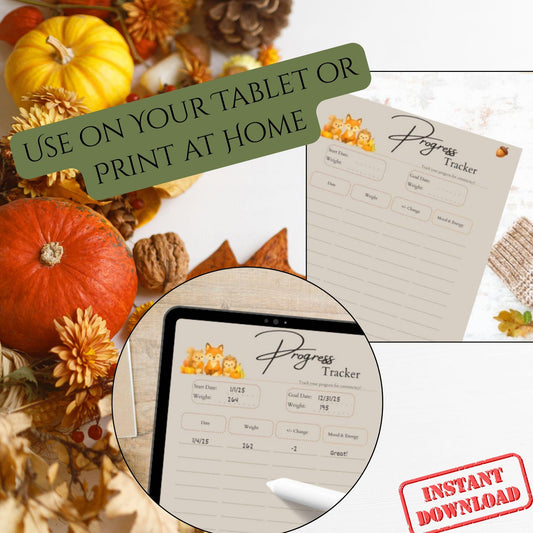 Fall Progress Tracker Printable | Weight & Wellness Log | US Letter, A4, A5 Digital Download