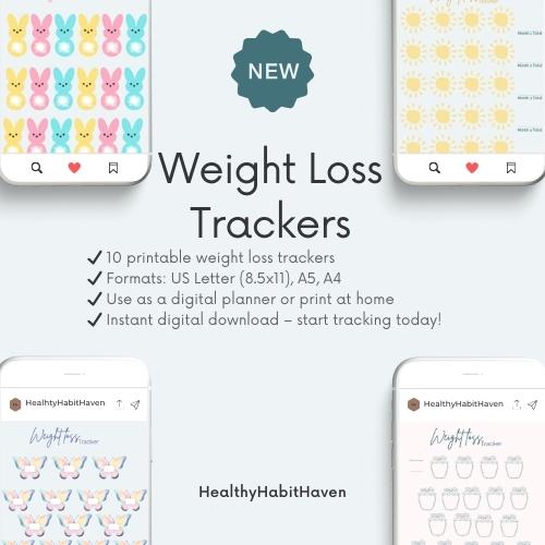 Printable Weight Loss Tracker: Fun Motivational Designs (Digital Download A4/A5/US Letter)