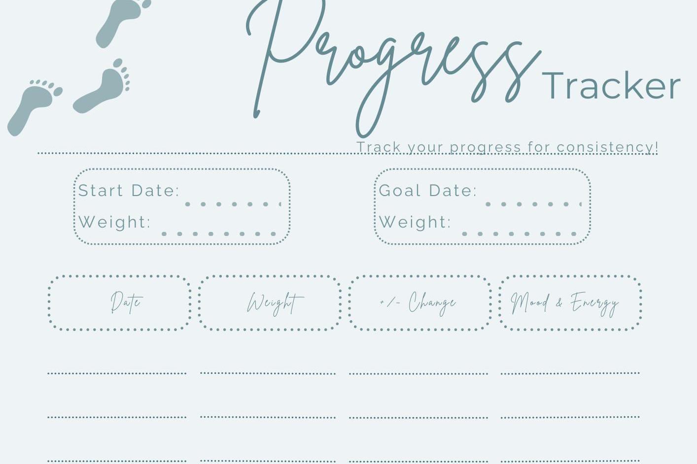 Weight Loss Progress Tracker Printable | Goal & Measurement Log | Digital Download