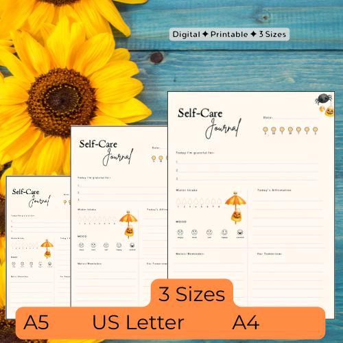 Self-Care Manifestation Journal Bundle | Digital Printable Planner, Gratitude, Dream, Habit Tracker | Summerween, Halloween, Witchy