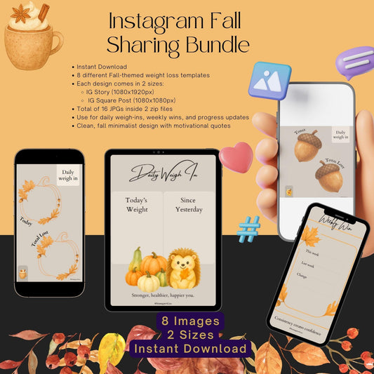 Fall Weight Loss Tracker Templates: Instagram Story & Post (Digital Download)