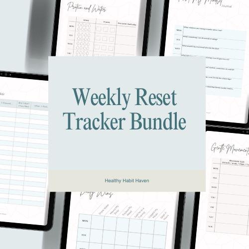 Weekly Reset Tracker Bundle – Minimalist Printable Wellness Trackers for Mood, Mindset, and Habits