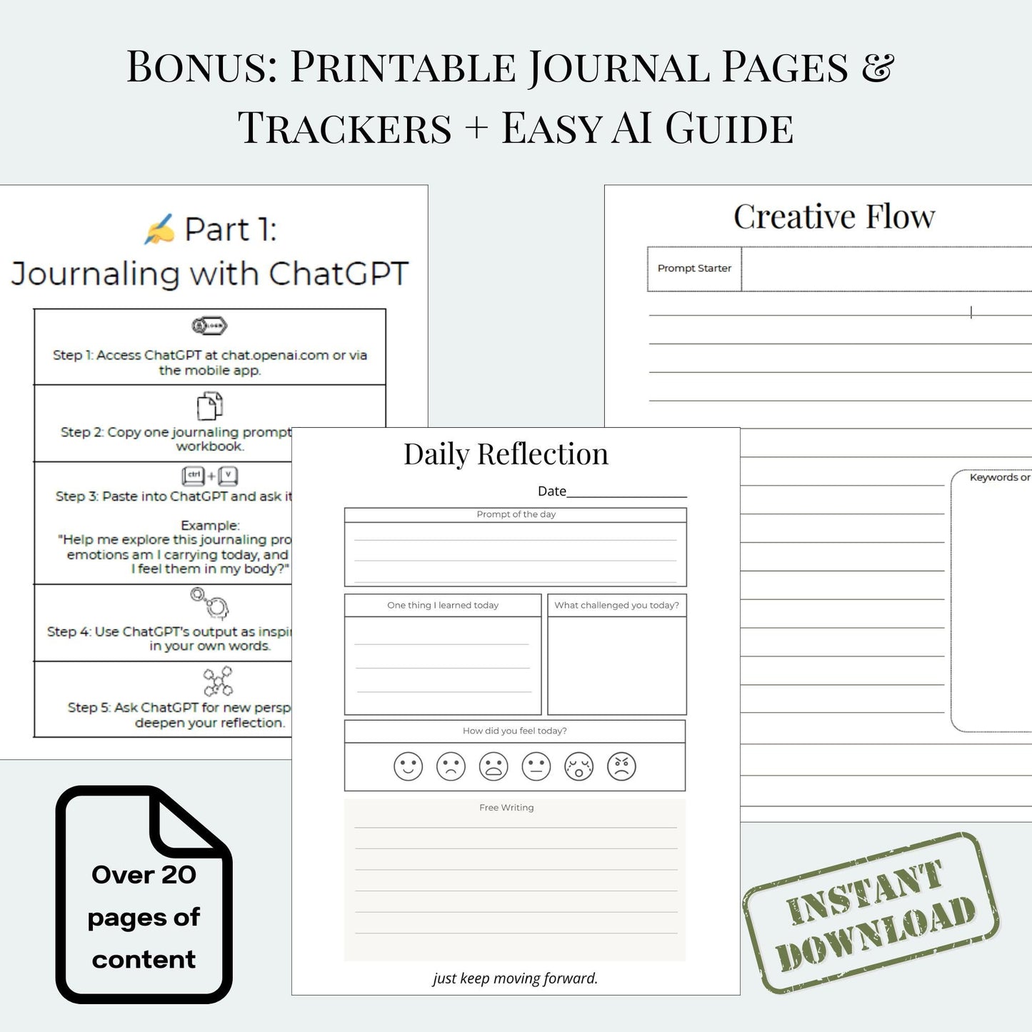 Therapeutic Journaling Prompts Bundle | AI-Powered Self-Reflection, Art Therapy, Gratitude, Goal Setting | Printable PDF | ChatGPT Prompts