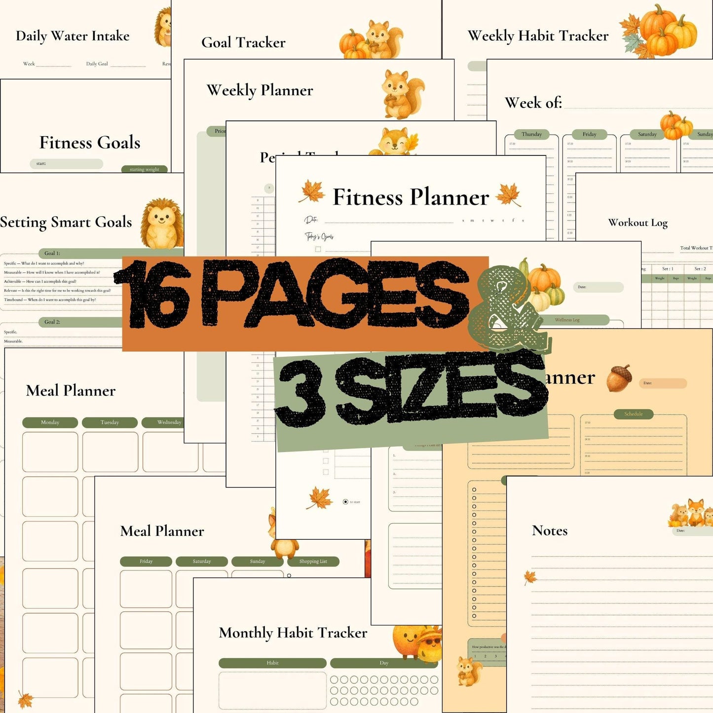 Fall Wellness Planner Printable | Autumn-Inspired Daily, Weekly & Fitness Journal | US Letter, A4, A5 Digital Download